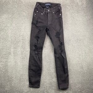 Aeropostale High Rise Jegging Black Distressed Ripped Skinny Jeans Size 00 Short
